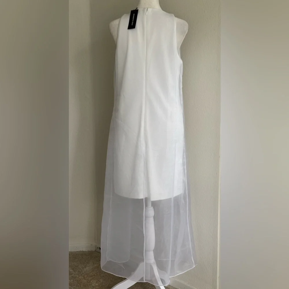 Kenneth Cole Women's Sheer-Overlay White Midi Dress - Picture 8 of 10